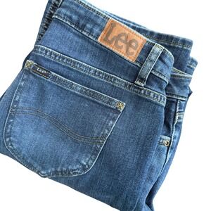 Lee Women Regular Fit Boot Cut Mid Rise Blue Denim Jeans Size 12P 32x28